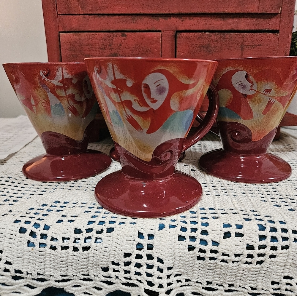 Angelico Liqueur By Linda  Frichtel 1999  Set Of 4 Cups